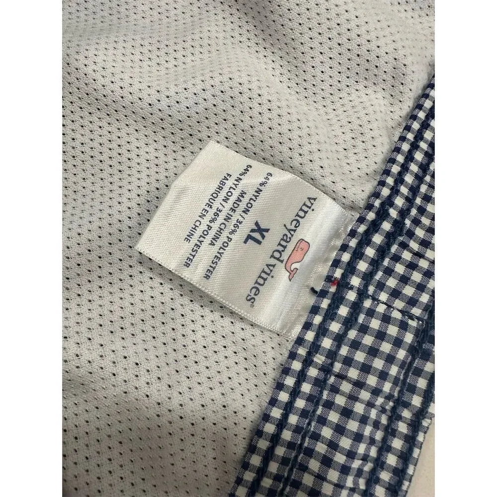 Vineyard Vines Men's XL Blue Gingham‎ logo Swim Trunks Beach Shorts SI15